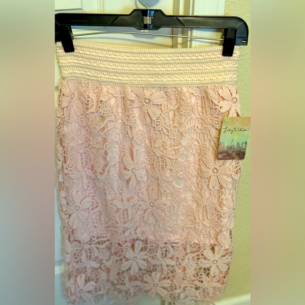 Pink Lace Skirt with attached slip.